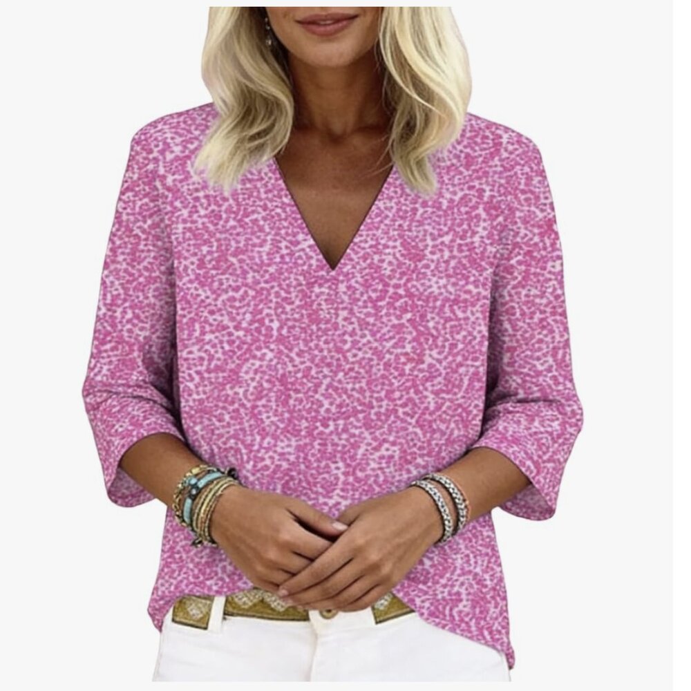 NWT V Neck Blouse 3/4 Sleeve Shirts